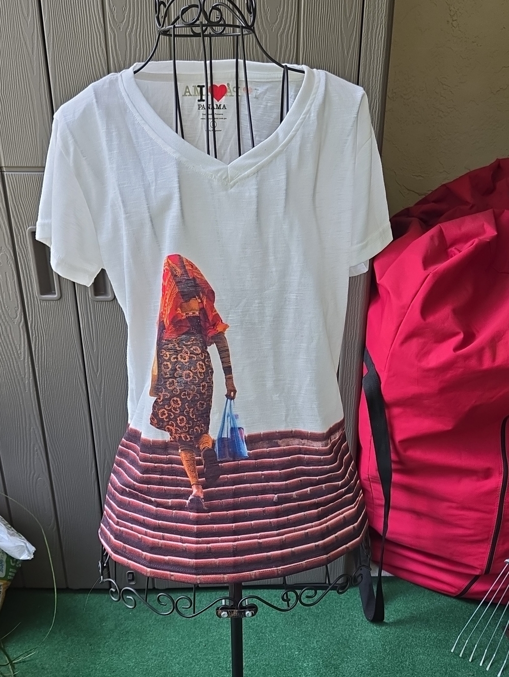 White Graphic V-Neck Tee